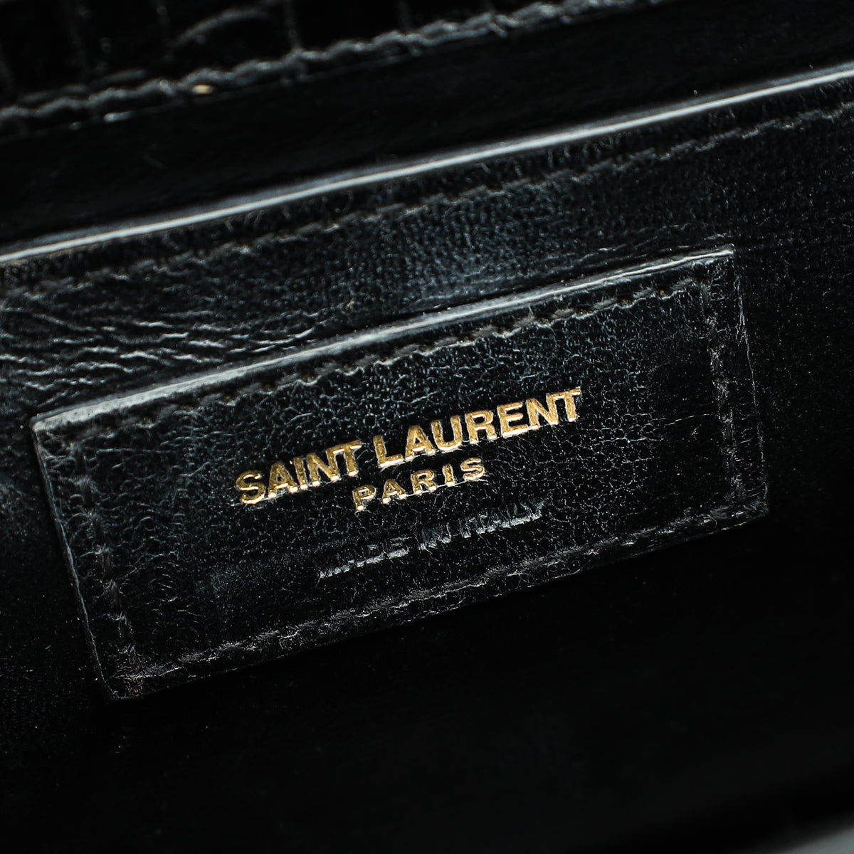 YSL Black Croco Embossed Sunset Medium Bag