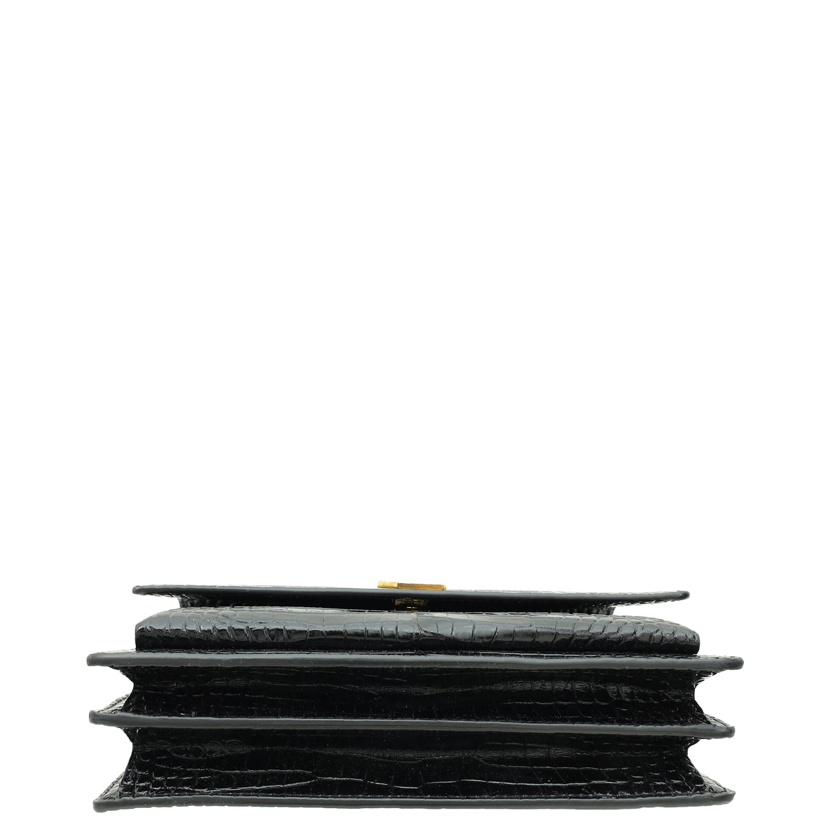 YSL Black Croco Embossed Sunset Medium Bag