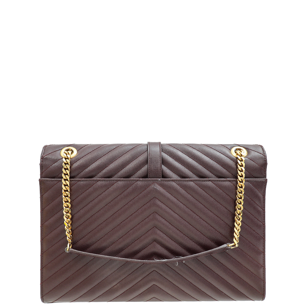 YSL Burgundy Monogram Chevron Envelope Large Satchel Bag-YSL-THE CLOSET