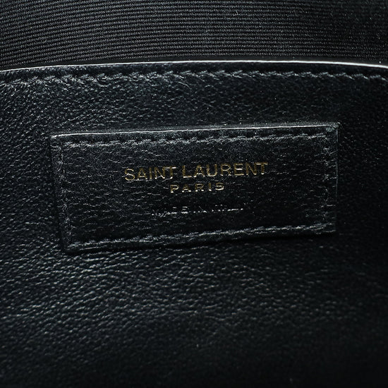 SAINT LAURENT Shiny Calfskin Crocodile Embossed Small Manhattan