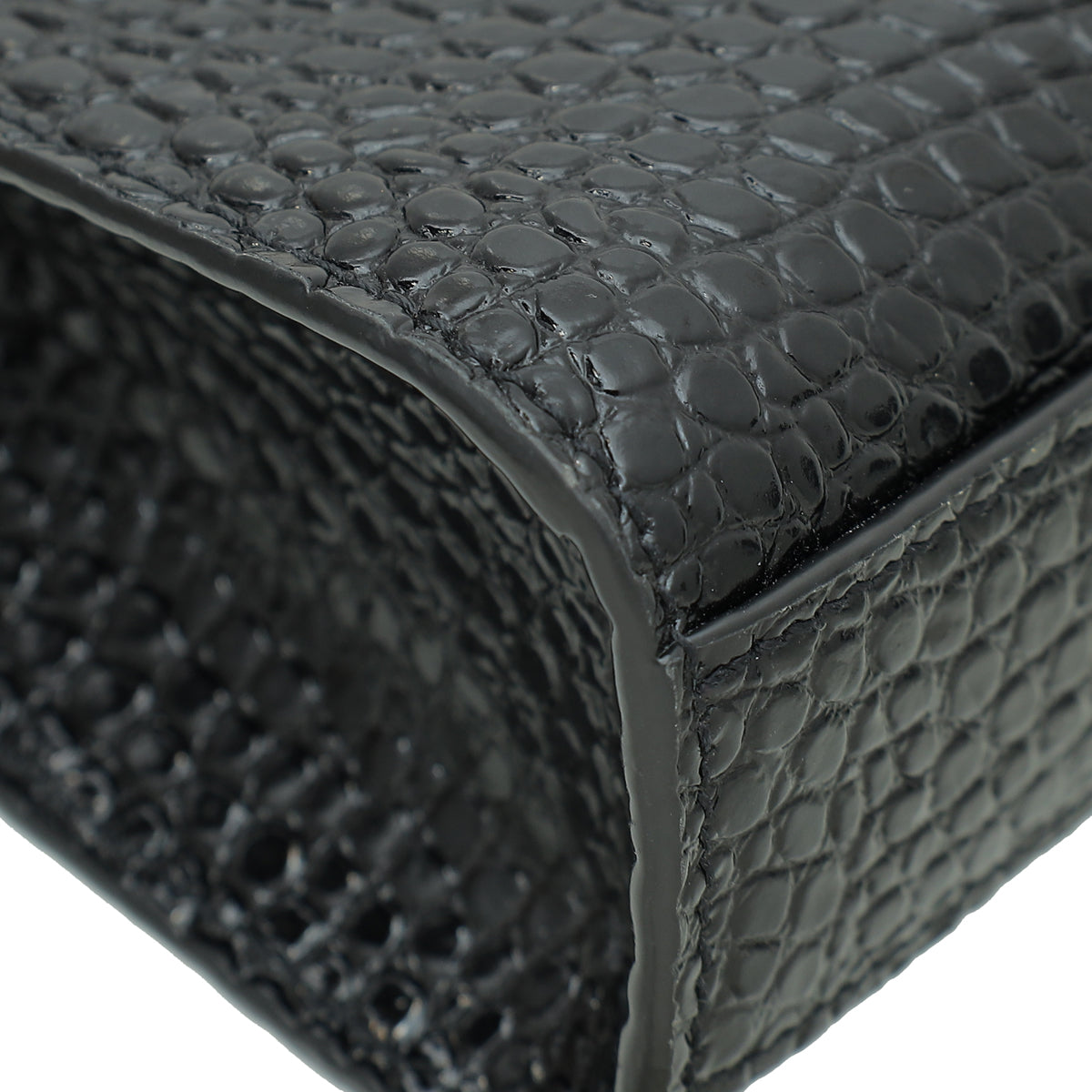 YSL Manhattan Shiny Croc Embossed Small Shoulder Bag