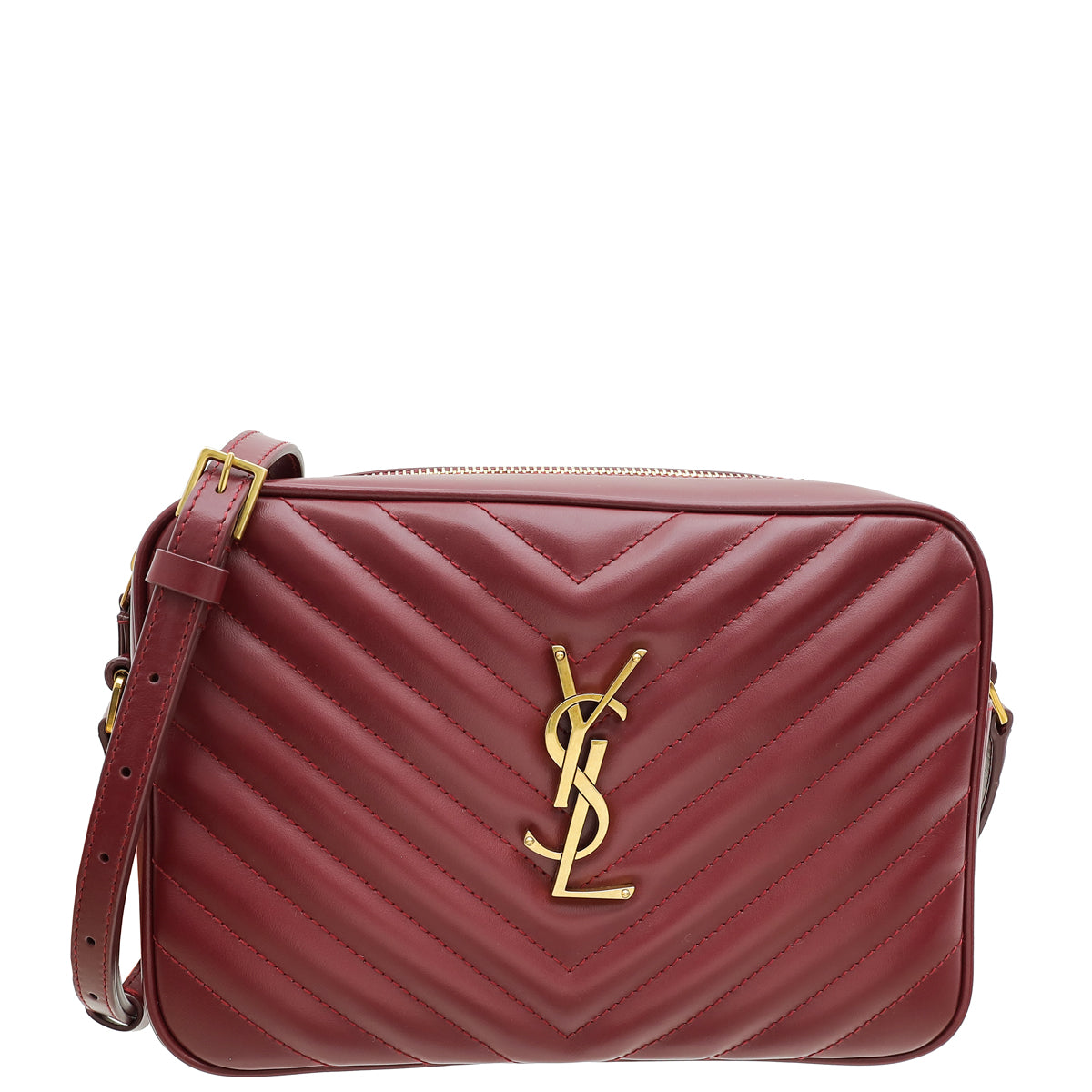 YSL Burgundy Monogram Quilted Lou Camera Bag-YSL-THE CLOSET