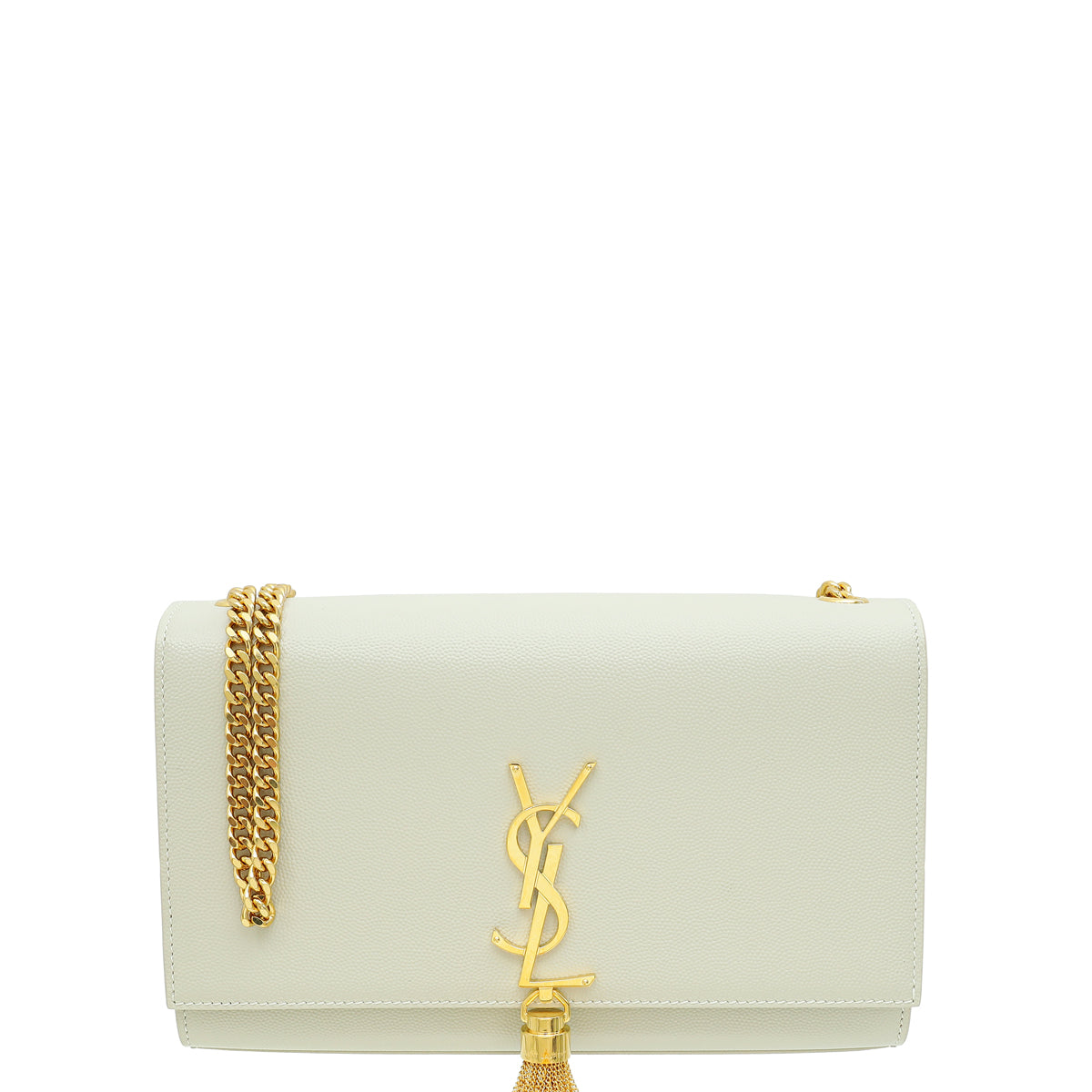 YSL Vintage Blanc Monogram Kate Tassel Medium Shoulder Bag-YSL-THE CLOSET