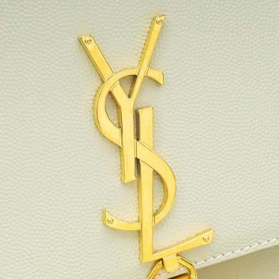 YSL Vintage Blanc Monogram Kate Tassel Medium Shoulder Bag-YSL-THE CLOSET