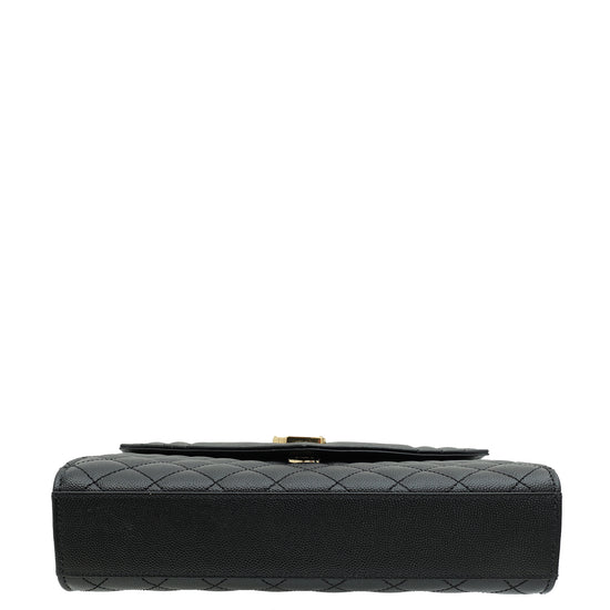 YSL Black Mix Quilted Envelope Medium Shoulder Bag-YSL-THE CLOSET