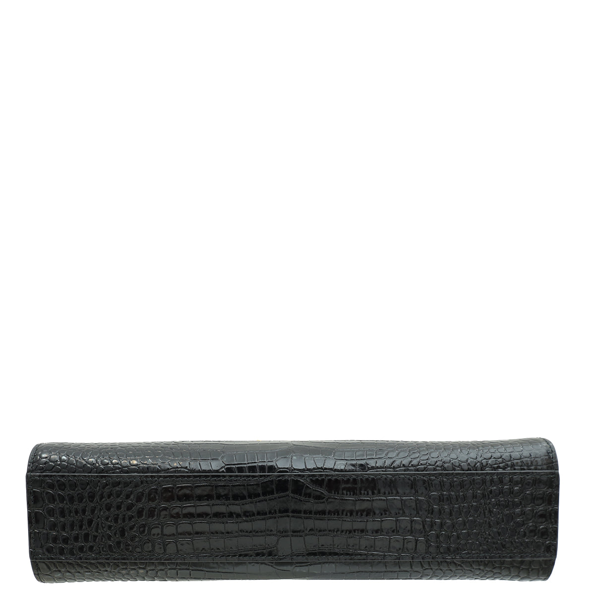 YSL Black Croco Embossed Manhattan Medium Shoulder Bag