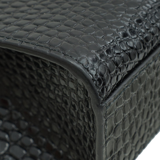 Load image into Gallery viewer, YSL Black Croco Embossed Manhattan Medium Shoulder Bag
