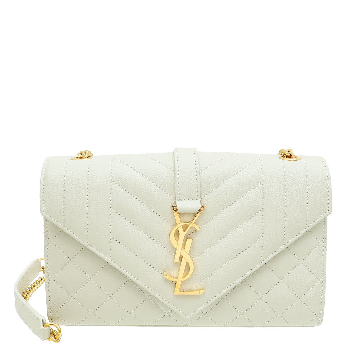 YSL Blanc Vintage Mix Quilted Envelope Small Shoulder Bag