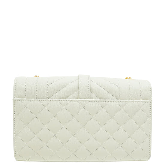 YSL Blanc Vintage Mix Quilted Envelope Small Shoulder Bag