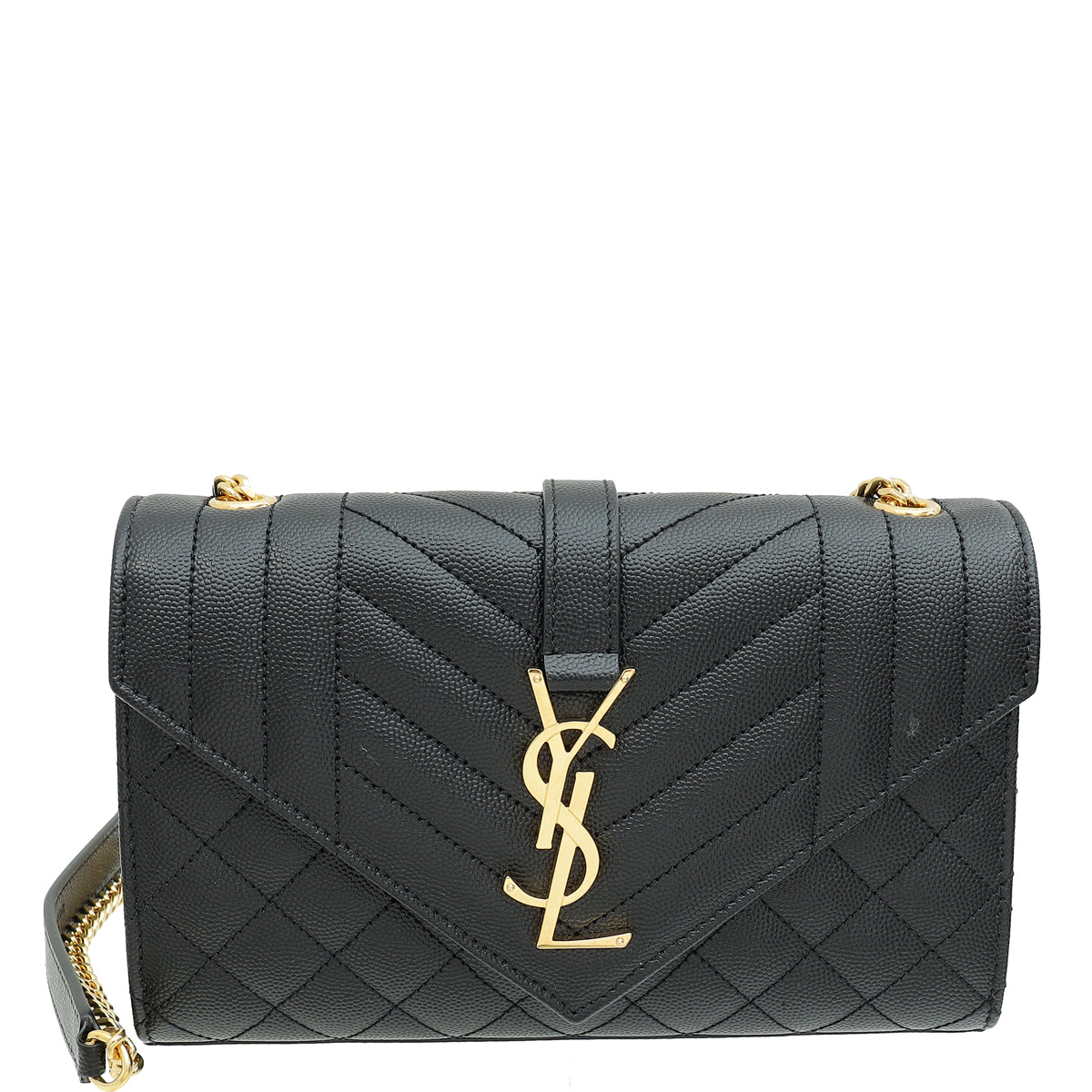 YSL Black Mix Quilted Envelope Small Shoulder Bag-YSL-THE CLOSET