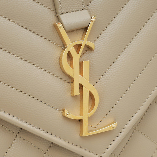 YSL Beige Mix Quilted Envelope Medium Shoulder Bag-YSL-THE CLOSET