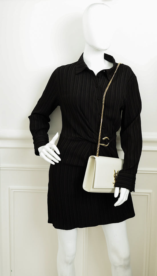 YSL Blanc Vintage Monogram Kate Medium Shoulder Bag-YSL-THE CLOSET