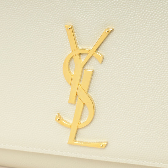 YSL Blanc Vintage Monogram Kate Medium Shoulder Bag-YSL-THE CLOSET