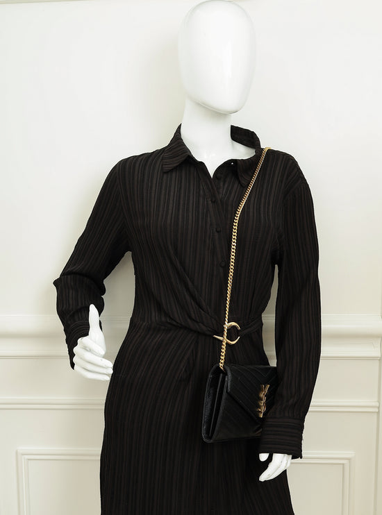 YSL Black Cassandre Chain Wallet-YSL-THE CLOSET