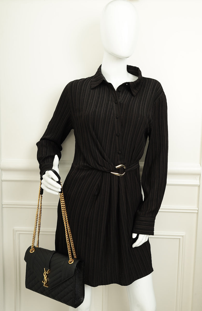 YSL Black Mix Quilted Envelope Medium Shoulder Bag-YSL-THE CLOSET