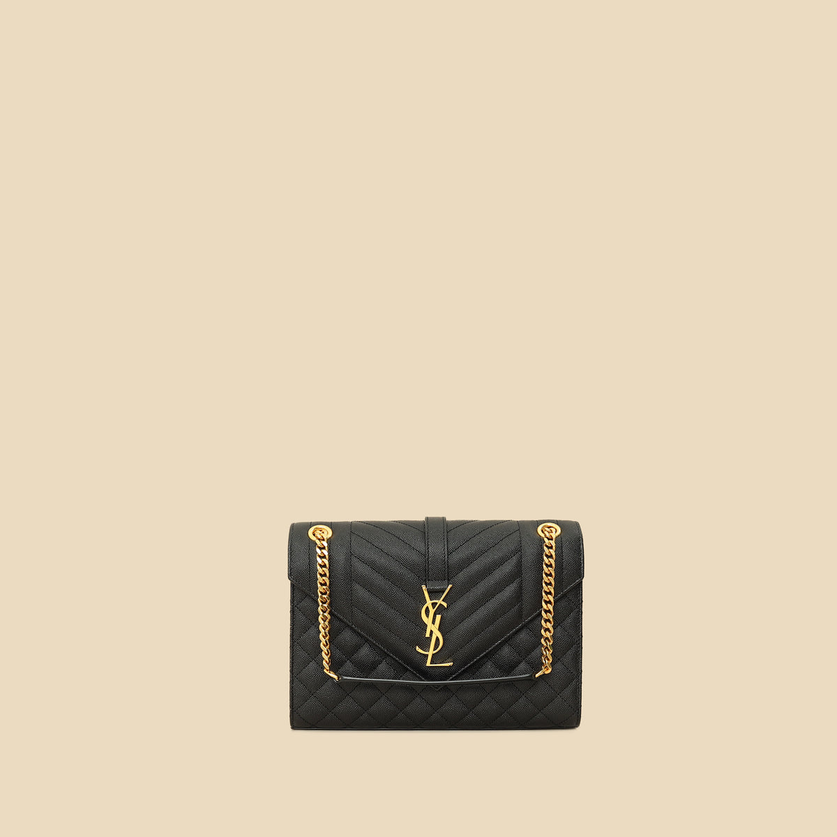 YSL Black Mix Quilted Envelope Medium Shoulder Bag-YSL-THE CLOSET