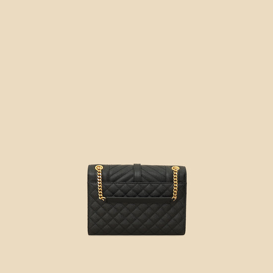YSL Black Mix Quilted Envelope Medium Shoulder Bag-YSL-THE CLOSET