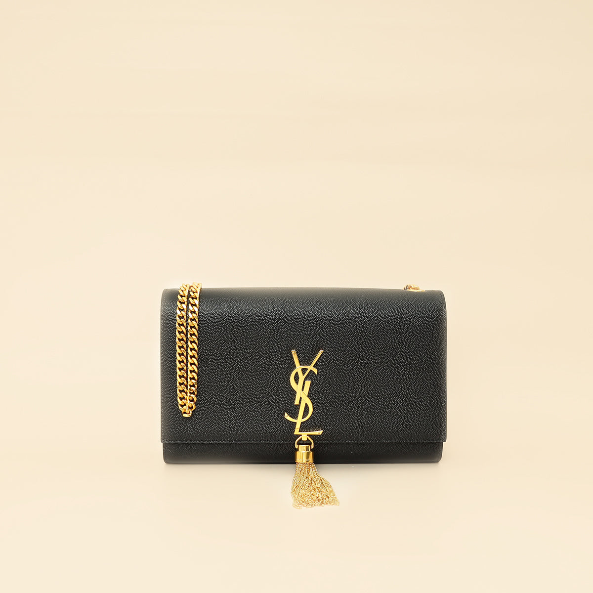 YSL Black Monogram Kate Tassel Medium Shoulder Bag-YSL-THE CLOSET