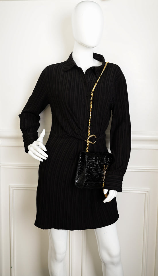 YSL Black Coco Embossed Kate Tassel Medium Shoulder Bag-YSL-THE CLOSET