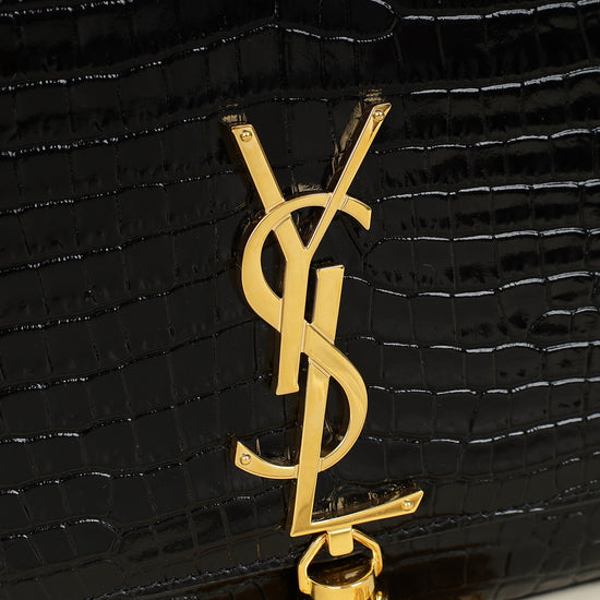 YSL Black Coco Embossed Kate Tassel Medium Shoulder Bag-YSL-THE CLOSET