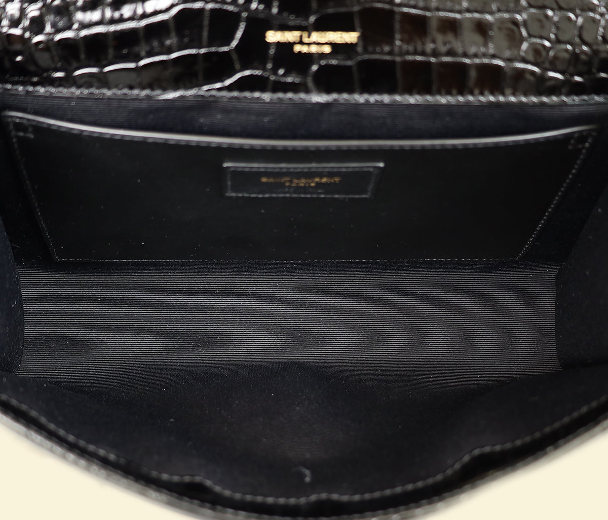 YSL Black Coco Embossed Kate Tassel Medium Shoulder Bag-YSL-THE CLOSET