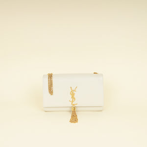 YSL Blanc Vintage Kate Tassel Medium Shoulder Bag
