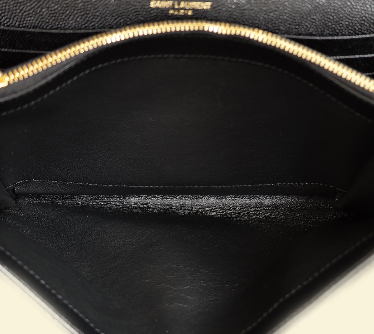 YSL Black Cassandre Chevron Wallet On Chain