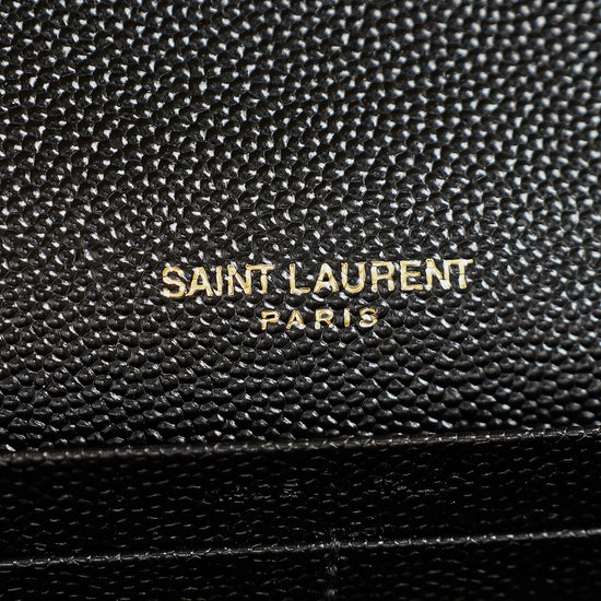 YSL Black Cassandre Chevron Wallet On Chain