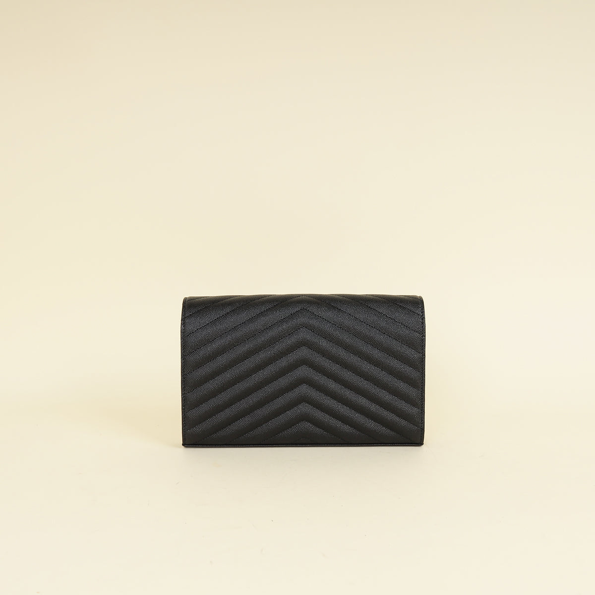 YSL Black Cassandre Chevron Wallet On Chain