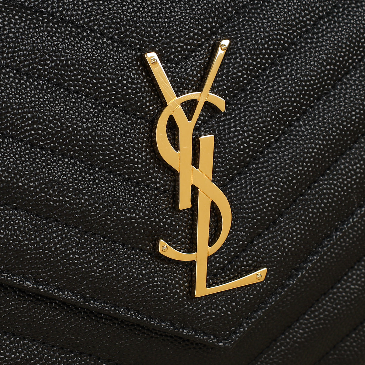 YSL Black Cassandre Chevron Wallet On Chain
