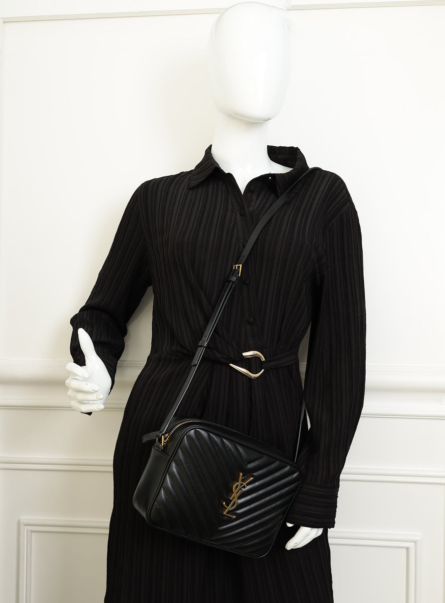 YSL Black Chevron Lou Camera Bag