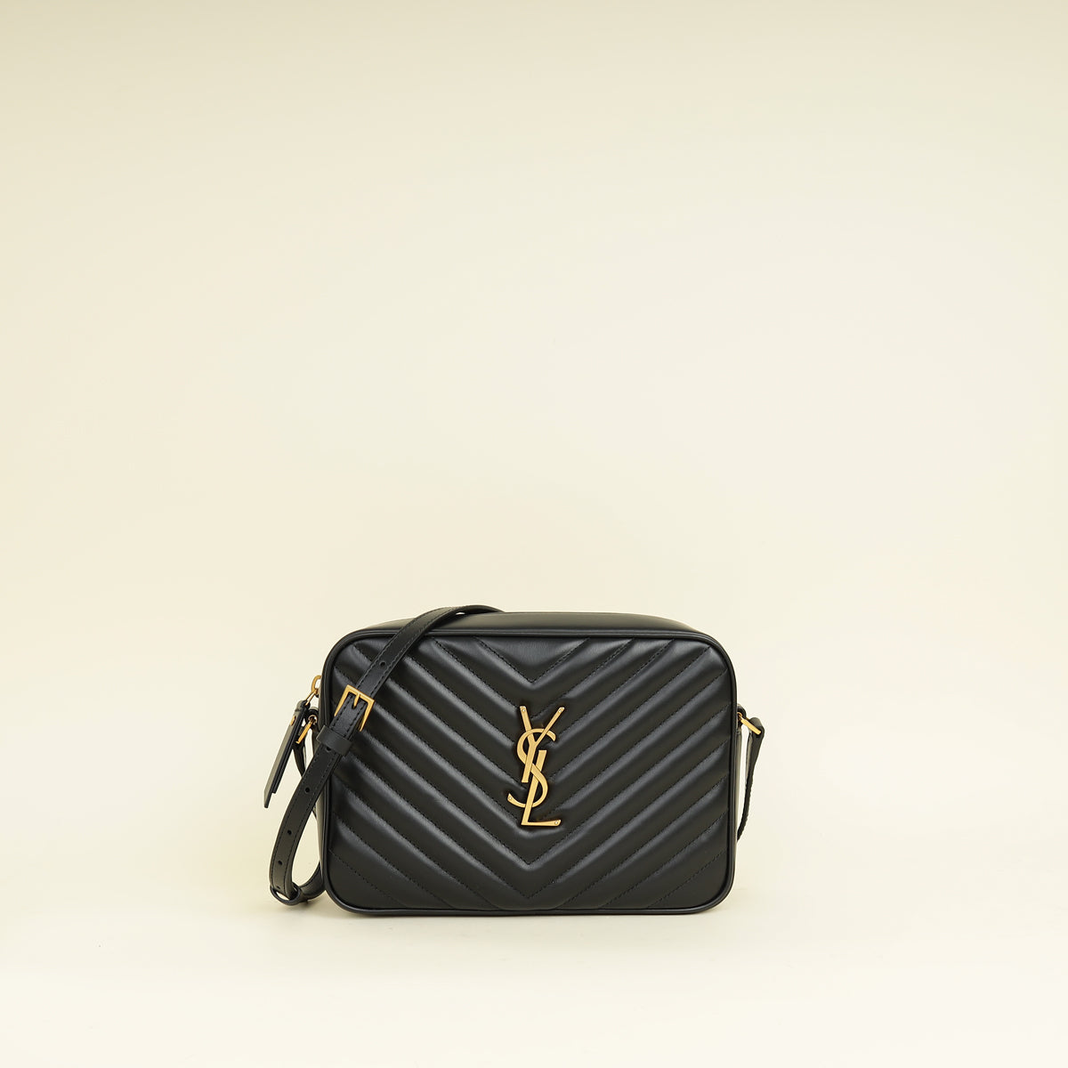 YSL Black Chevron Lou Camera Bag