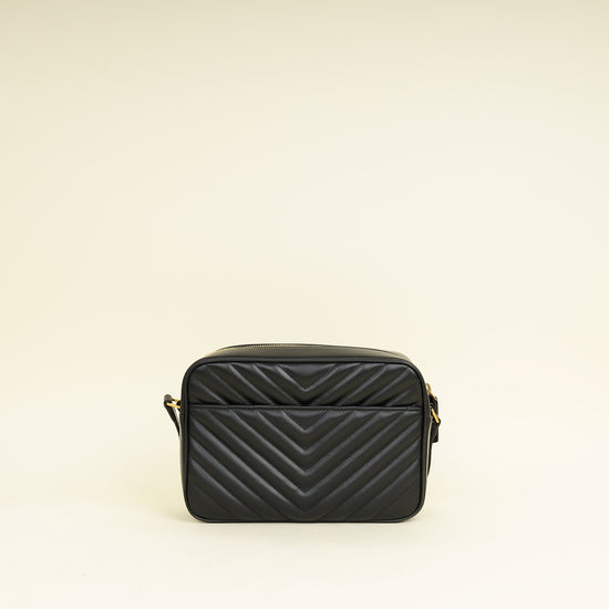 YSL Black Chevron Lou Camera Bag