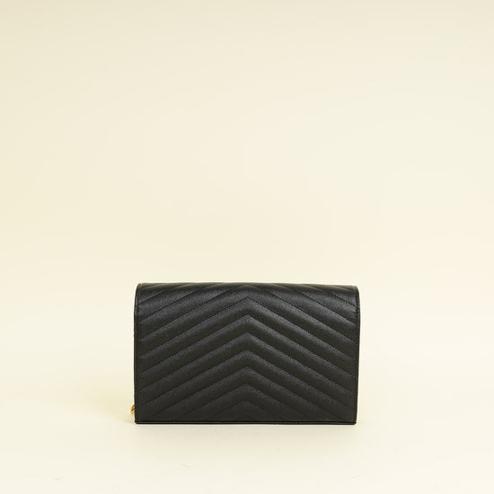 YSL Black Chevron Classic Cassandre Chain Wallet