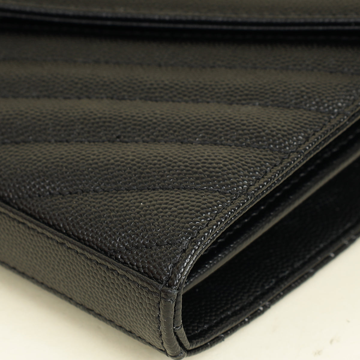 YSL Black Chevron Classic Cassandre Chain Wallet