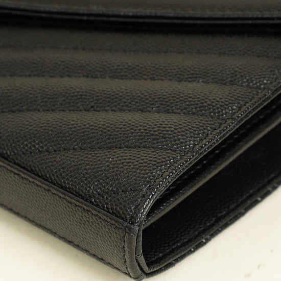 YSL Black Chevron Classic Cassandre Chain Wallet