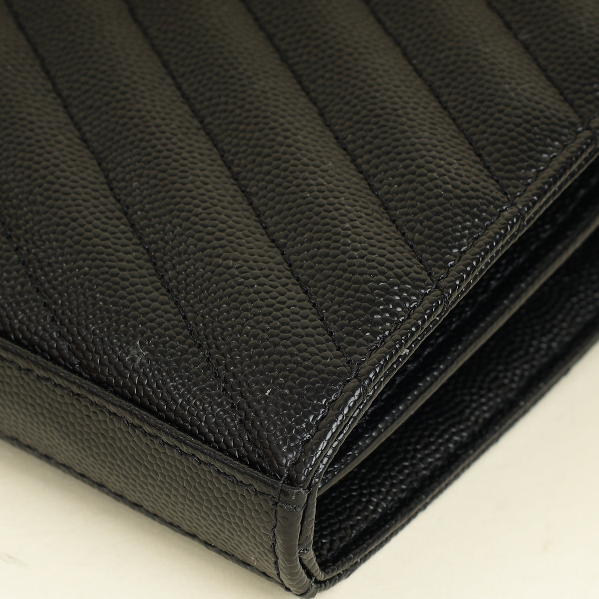 YSL Black Chevron Classic Cassandre Chain Wallet