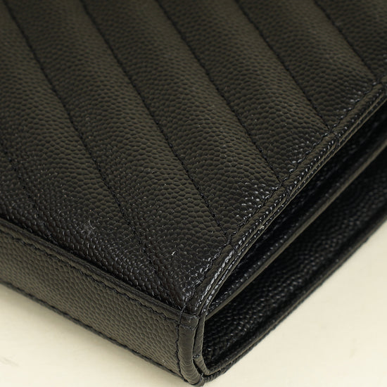 YSL Black Chevron Classic Cassandre Chain Wallet
