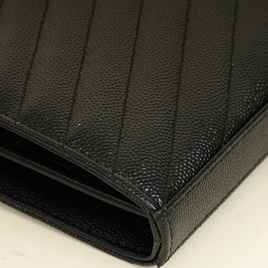 YSL Black Chevron Classic Cassandre Chain Wallet