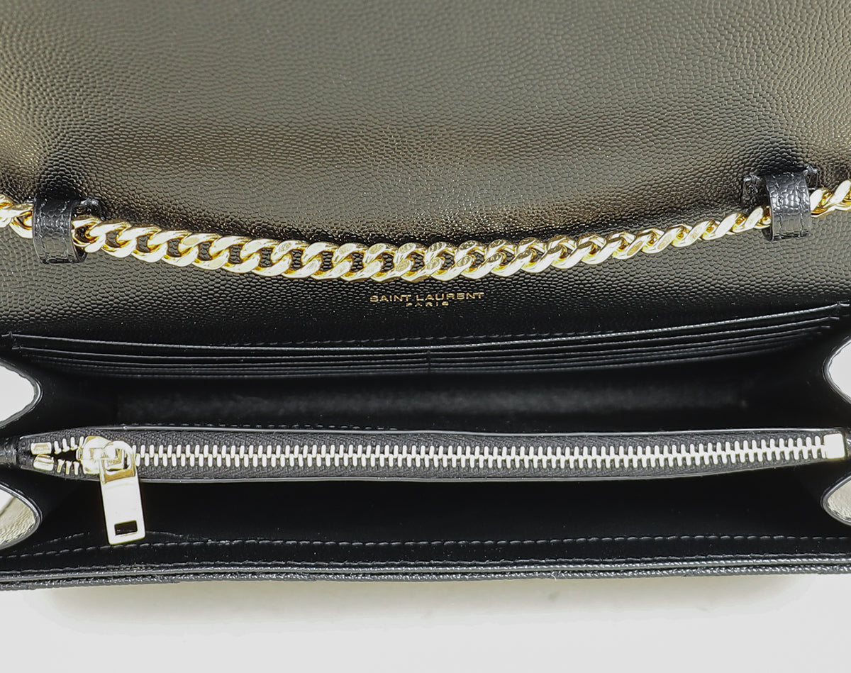 YSL Black Chevron Classic Cassandre Chain Wallet