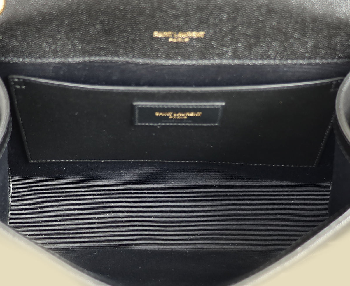 YSL Black Mix Quilted Envelope Medium Shoulder Bag