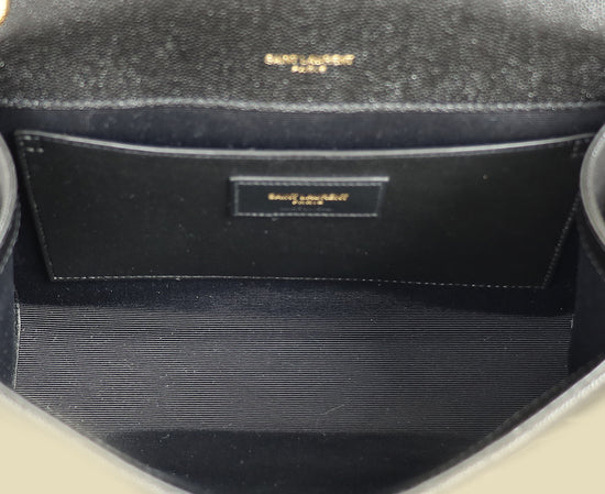 YSL Black Mix Quilted Envelope Medium Shoulder Bag