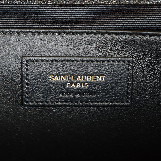 YSL Black Mix Quilted Envelope Medium Shoulder Bag