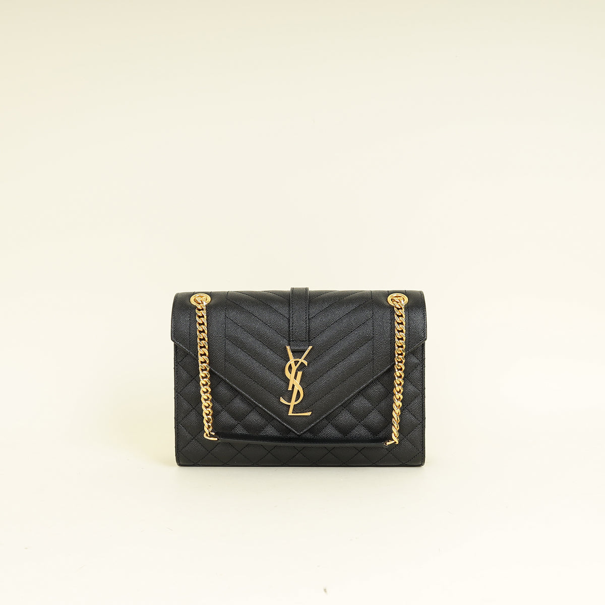 YSL Black Mix Quilted Envelope Medium Shoulder Bag