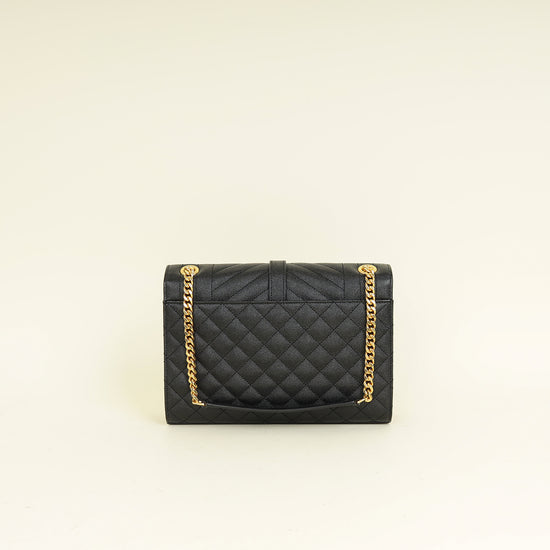 YSL Black Mix Quilted Envelope Medium Shoulder Bag