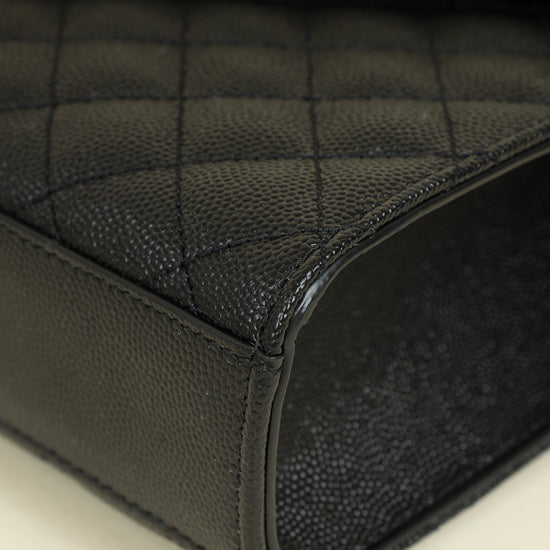 YSL Black Mix Quilted Envelope Medium Shoulder Bag