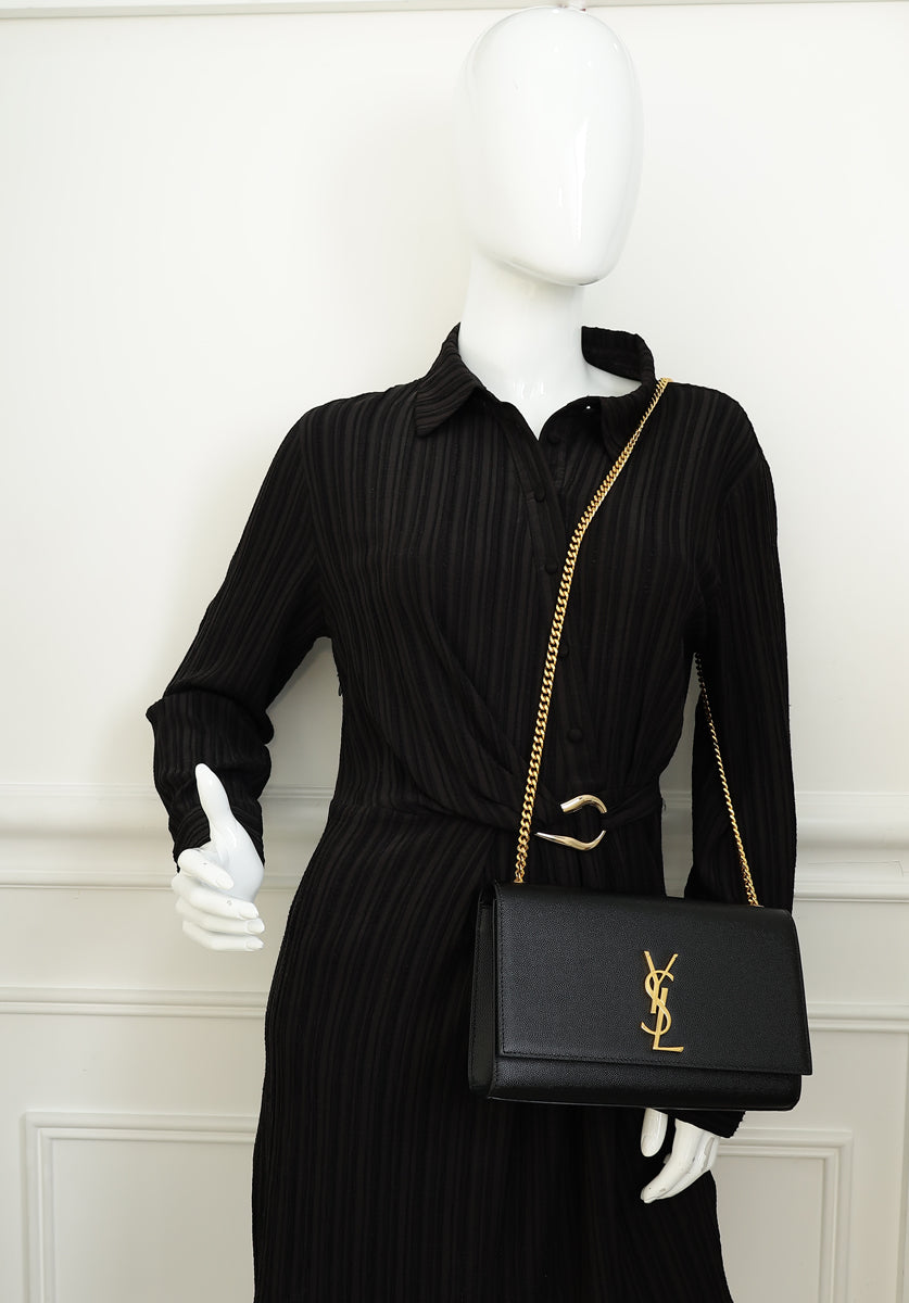 YSL Black Monogram Kate Tassel Medium Shoulder Bag