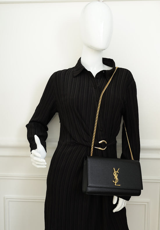 YSL Black Monogram Kate Tassel Medium Shoulder Bag