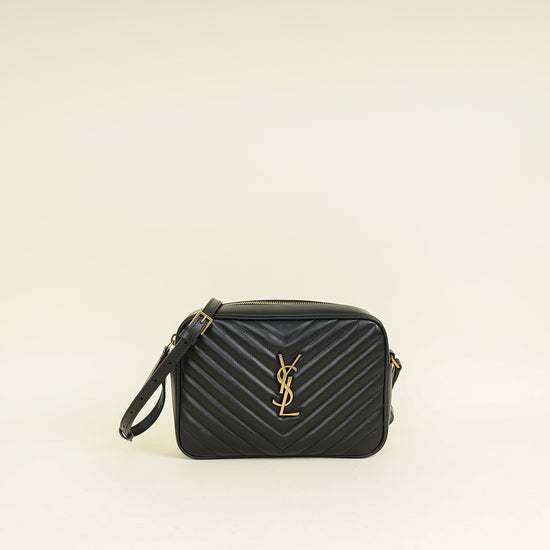 YSL Black Chevron Lou Camera Crossbody Bag