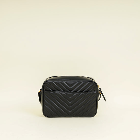 YSL Black Chevron Lou Camera Crossbody Bag